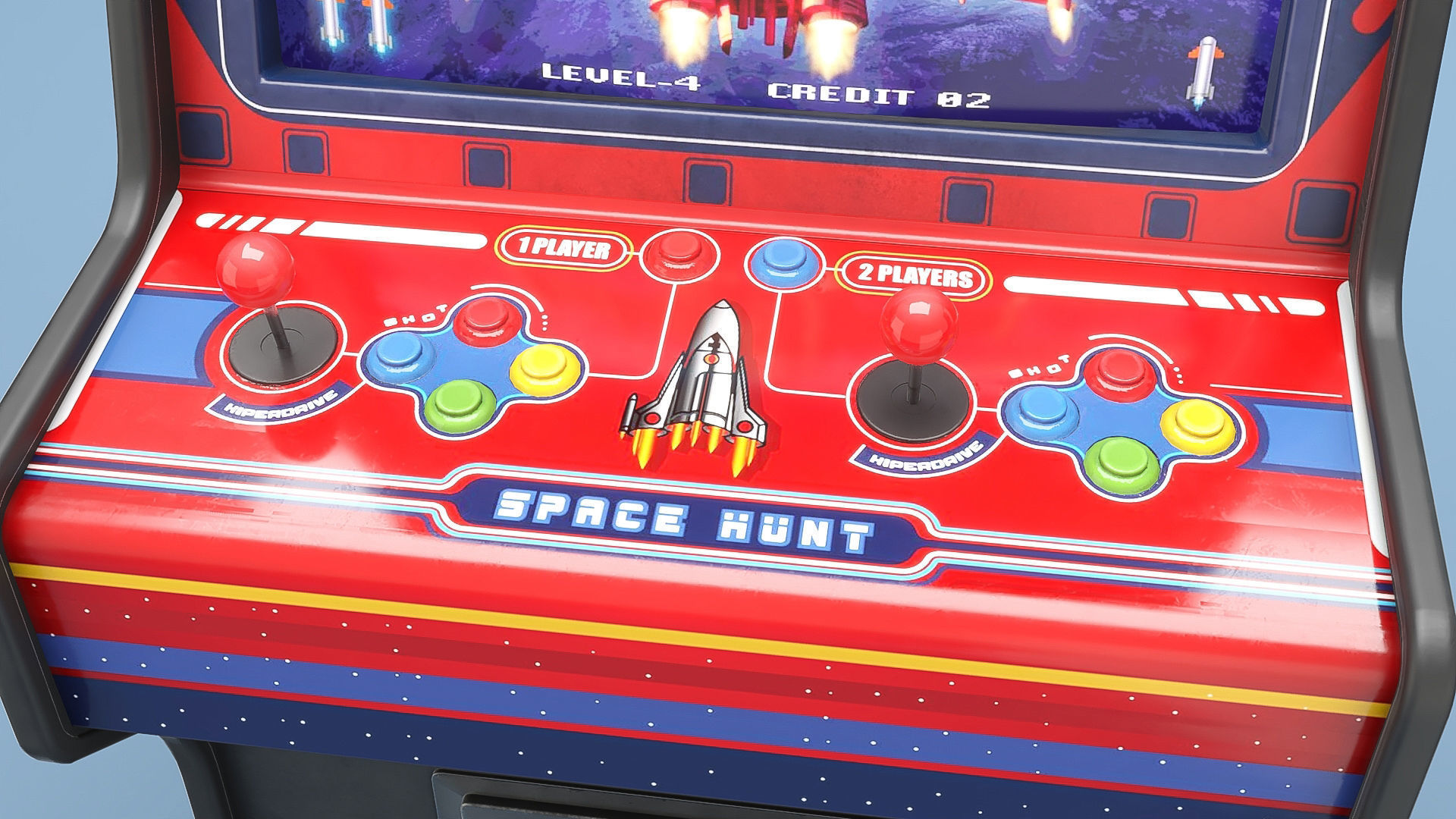 Space hunt Arcade Machine Low-poly 3D model_11