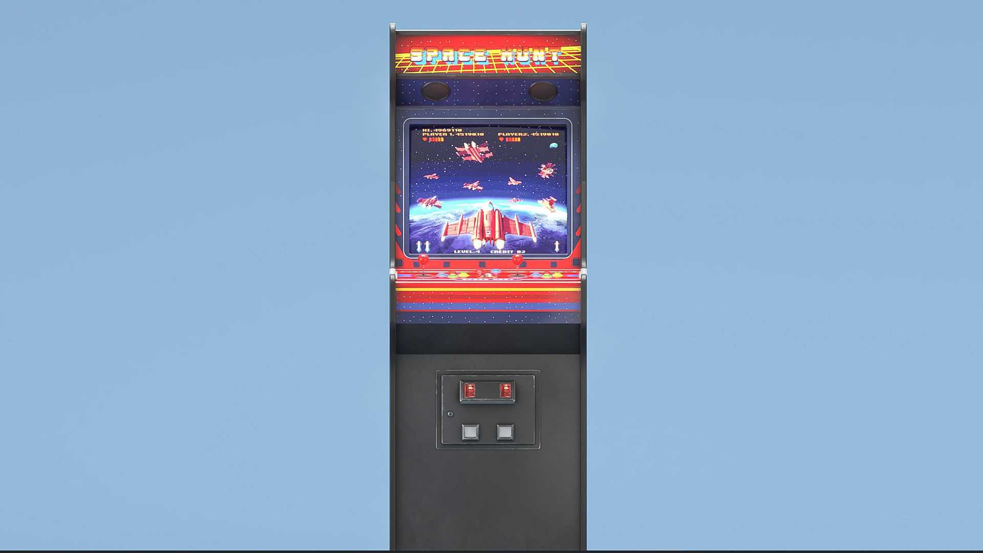 Space hunt Arcade Machine Low-poly 3D model_2