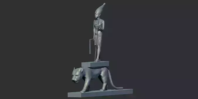 Tutankhamun on the Back of a Leopard statue 3D Printable model 3D print model