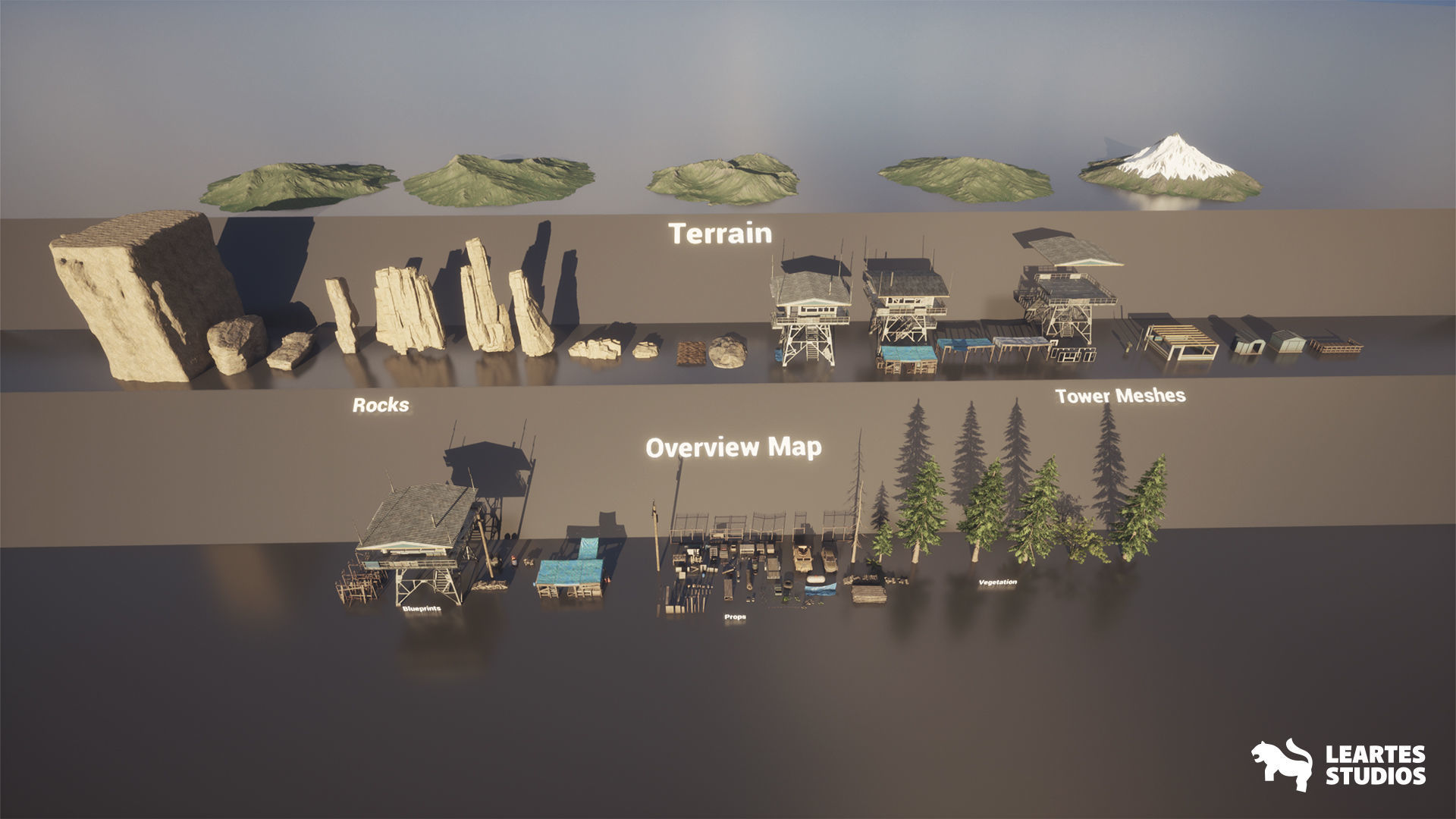 Fire Watch Tower Environment Low-poly 3D model_20