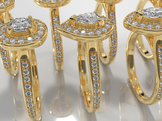 Halo Rings With 8 different top diamonds 3D print model