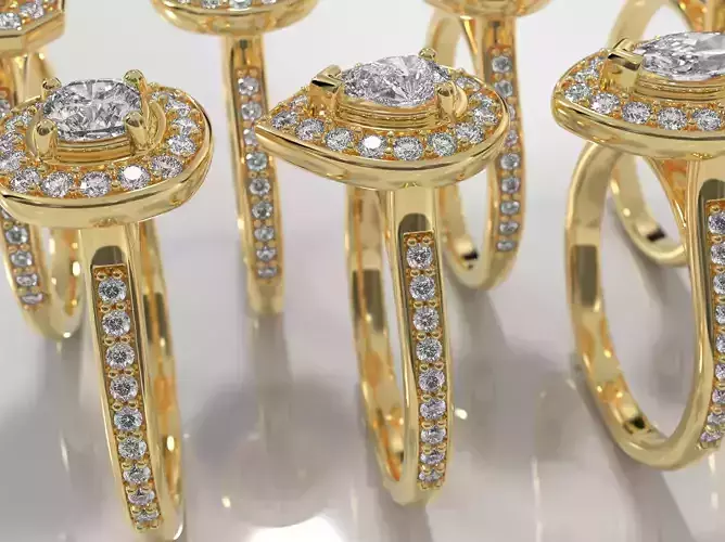 Halo Rings With 8 different top diamonds 3D print model