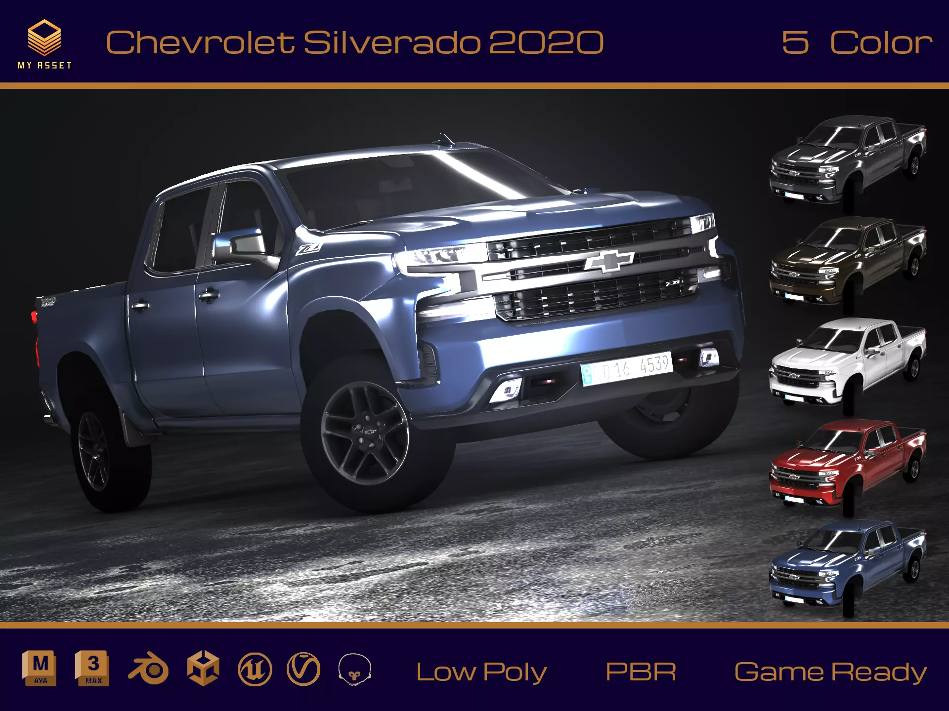 Chevrolet Silverado 2020 Low-poly 3D model_0