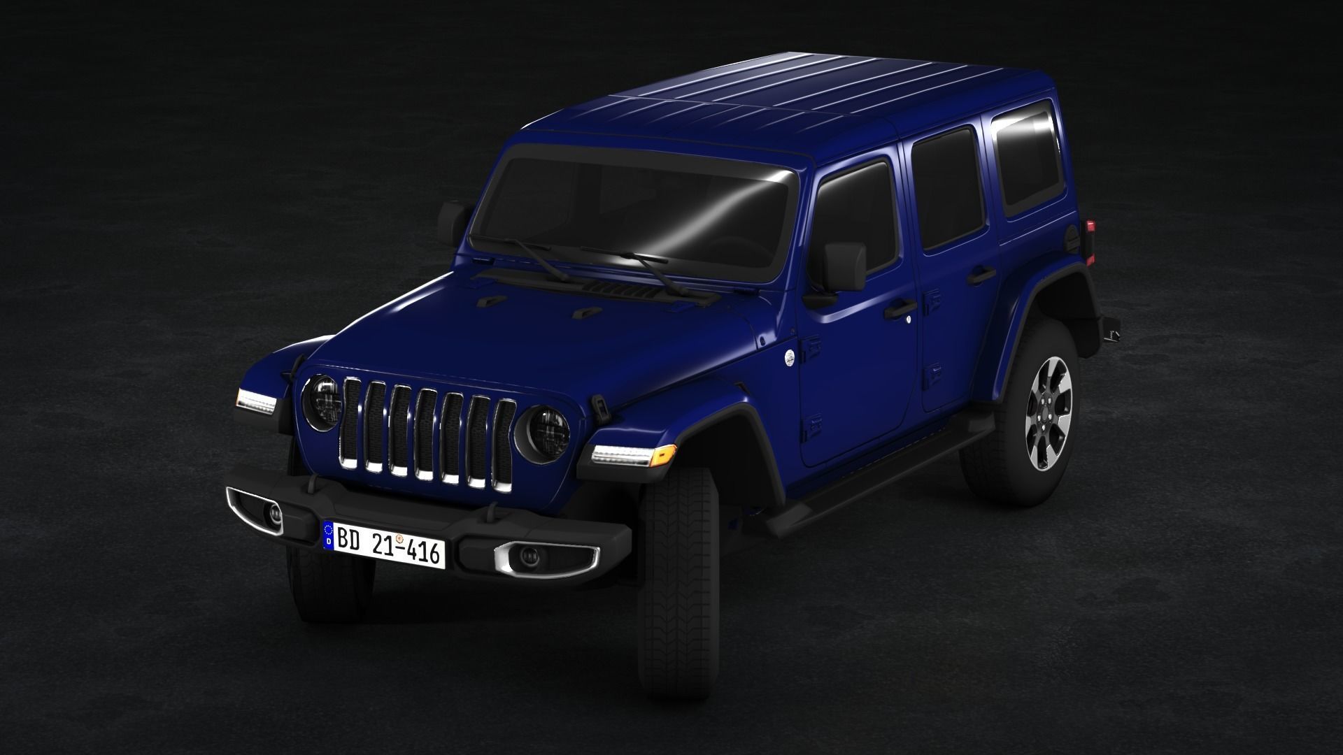Jeep Wrangler Sahara 2020 Low-poly 3D model_9