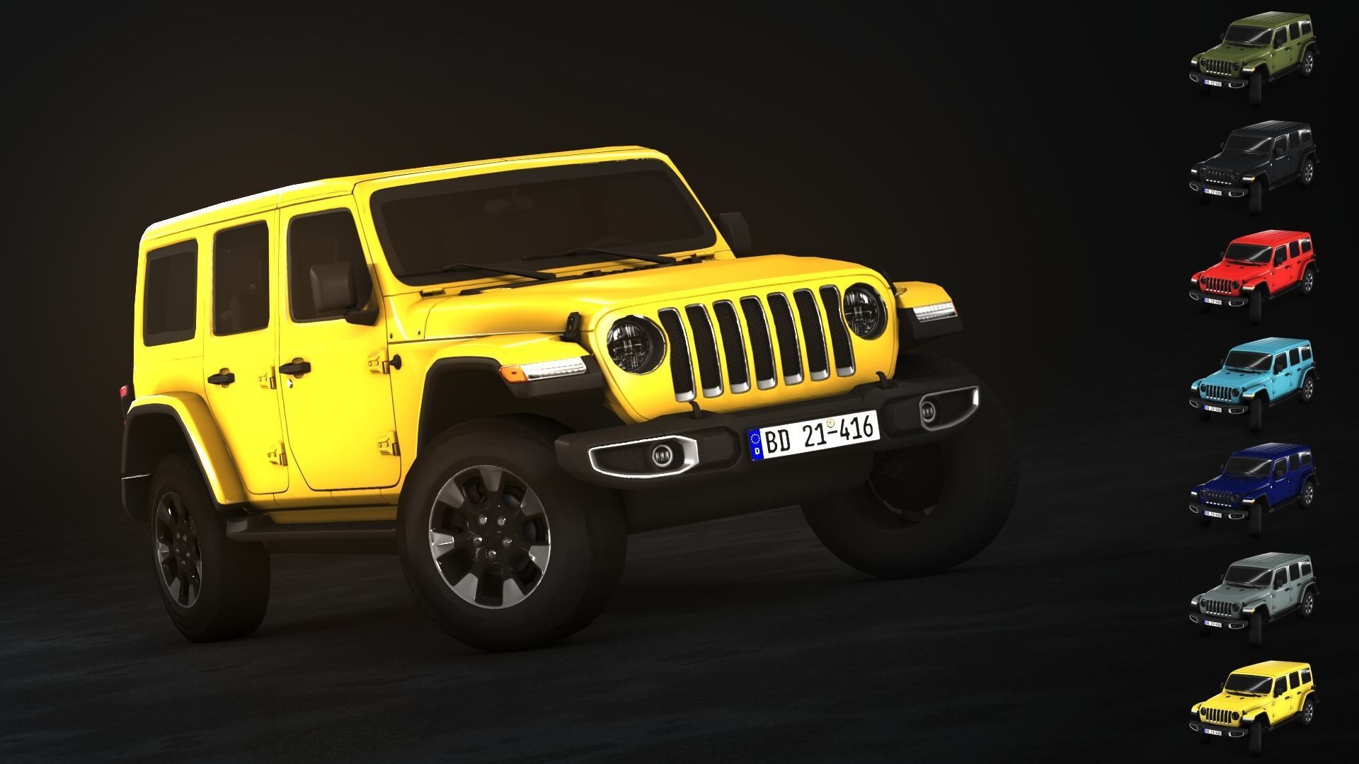 Jeep Wrangler Sahara 2020 Low-poly 3D model_1