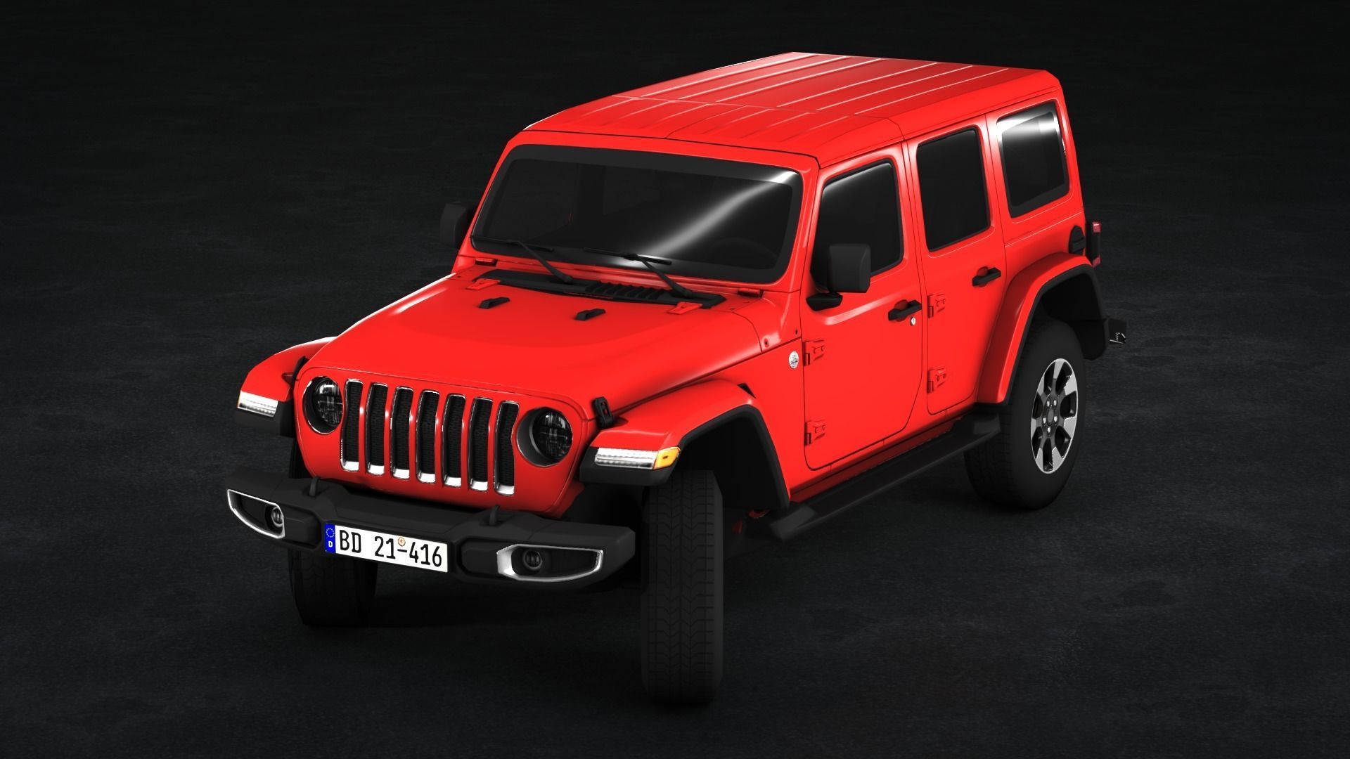 Jeep Wrangler Sahara 2020 Low-poly 3D model_11
