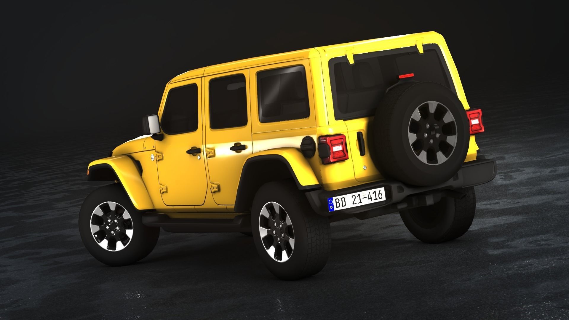 Jeep Wrangler Sahara 2020 Low-poly 3D model_3