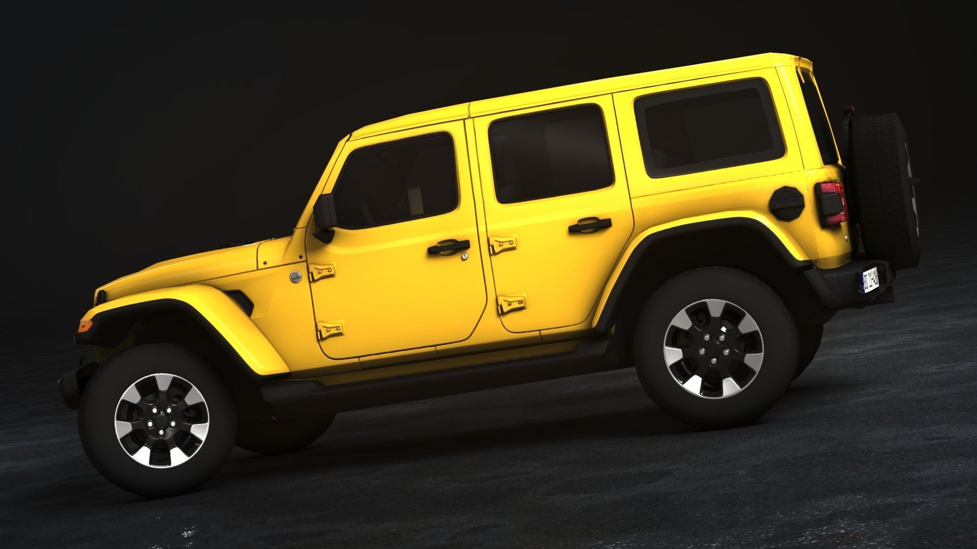 Jeep Wrangler Sahara 2020 Low-poly 3D model_4
