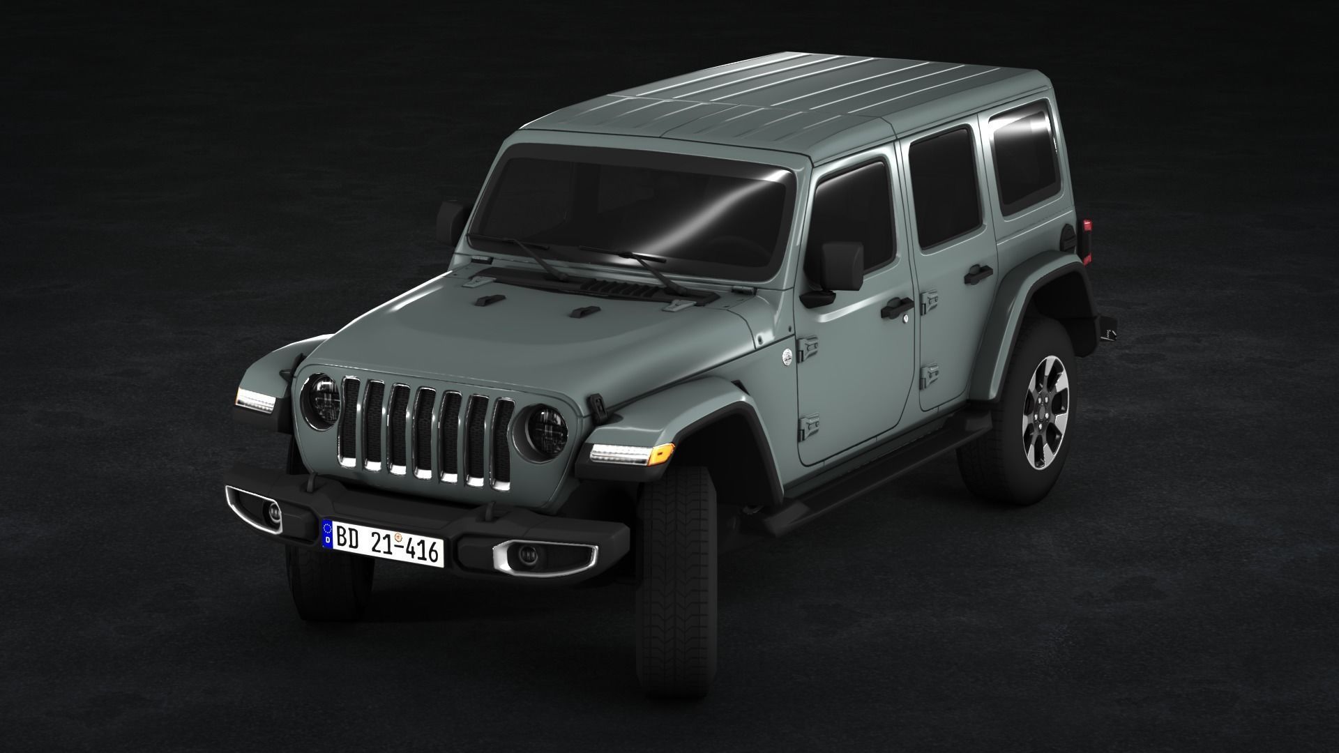 Jeep Wrangler Sahara 2020 Low-poly 3D model_8