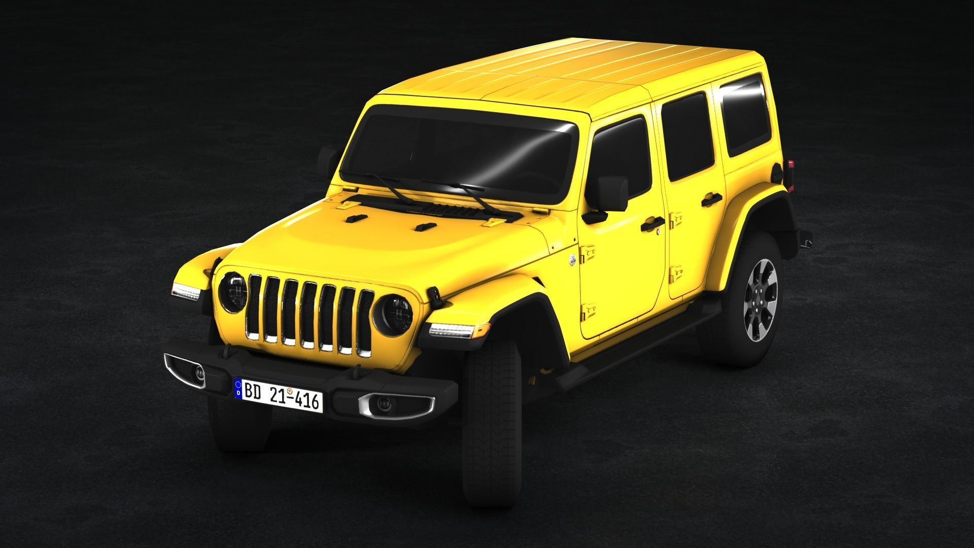 Jeep Wrangler Sahara 2020 Low-poly 3D model_7