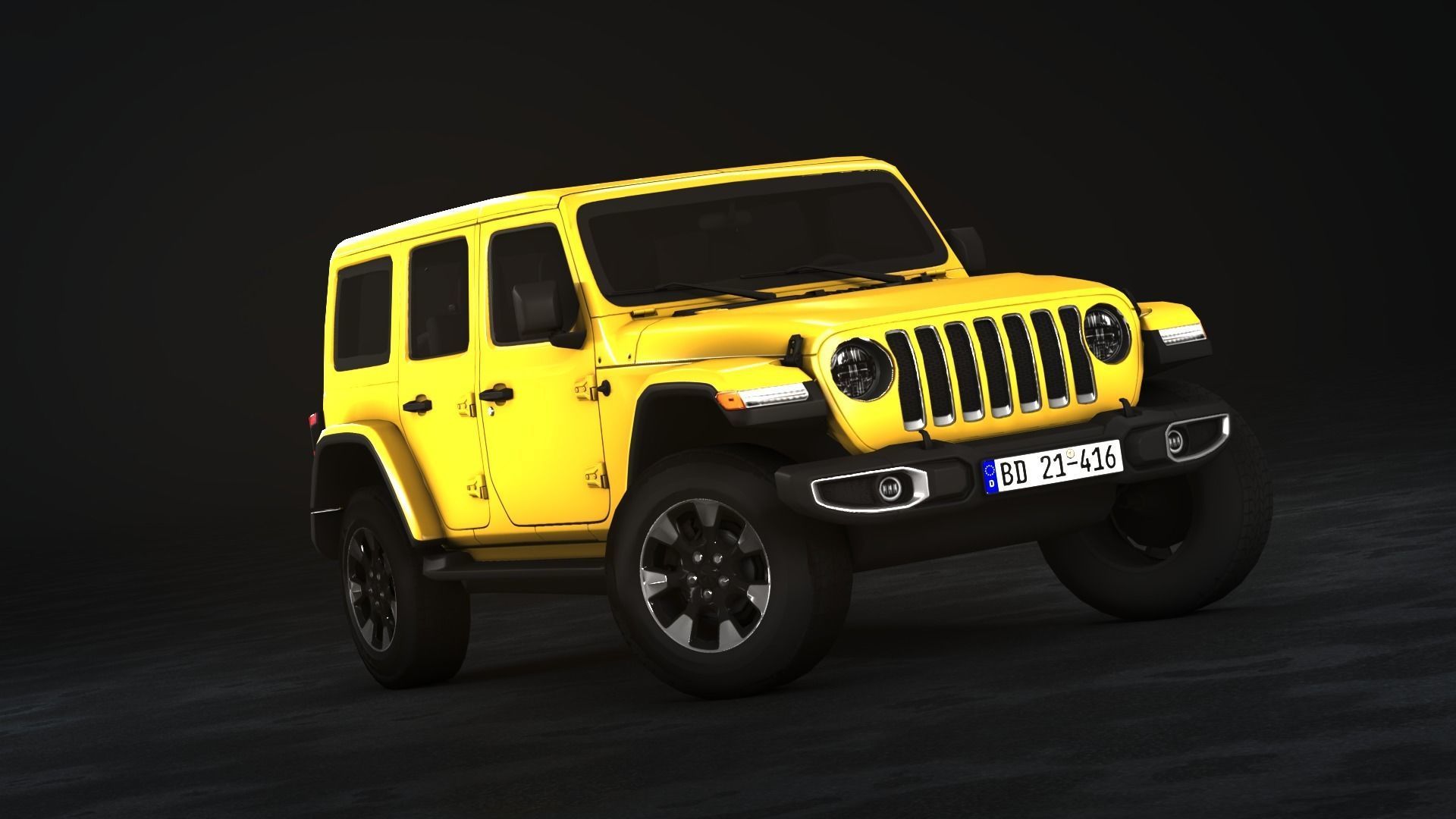 Jeep Wrangler Sahara 2020 Low-poly 3D model_2