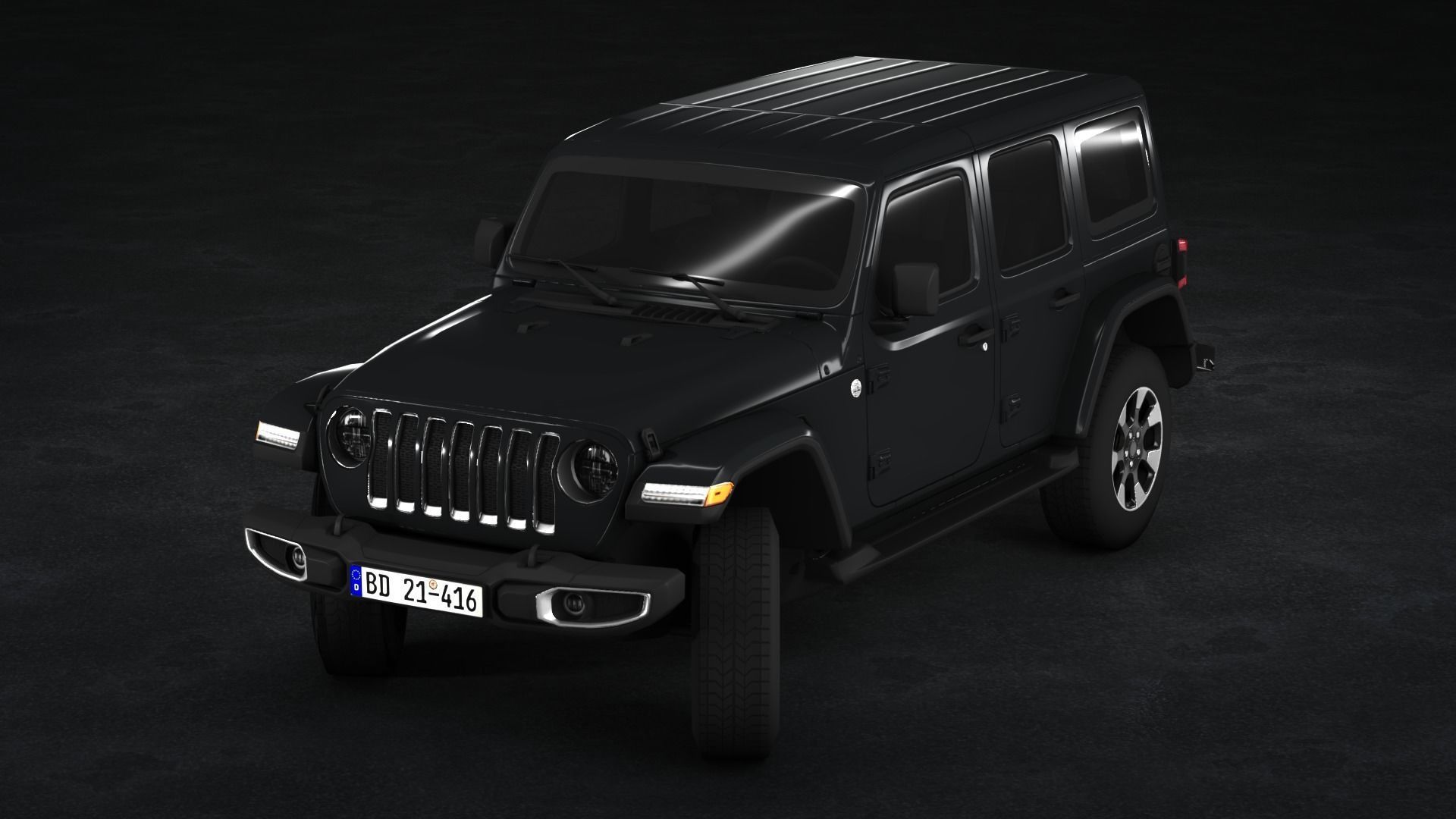 Jeep Wrangler Sahara 2020 Low-poly 3D model_12