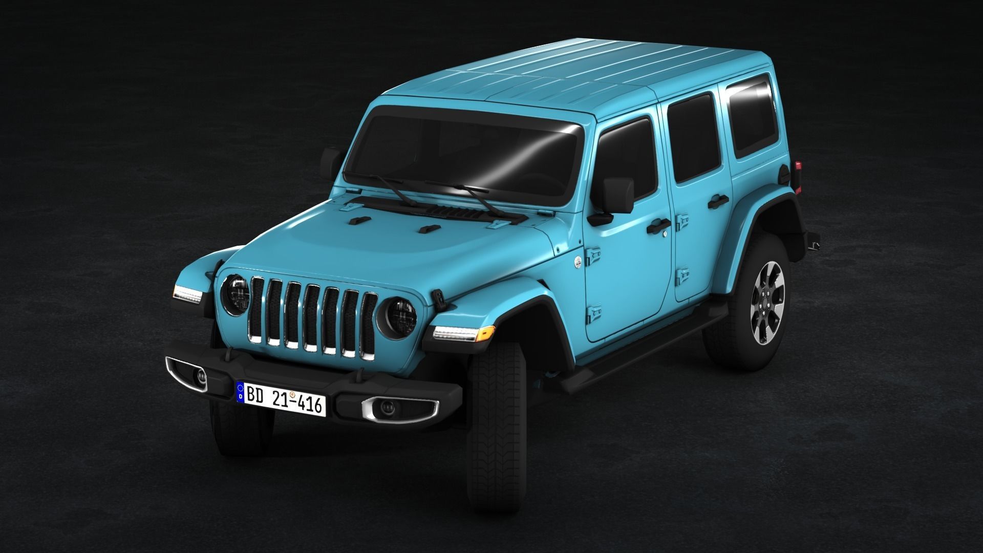 Jeep Wrangler Sahara 2020 Low-poly 3D model_10