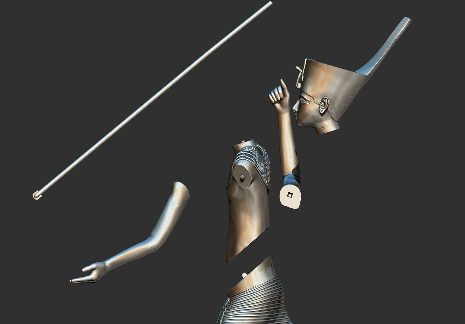 Tutankhamun Harpooner canoe fishing reed boat 3d print model 3D print model_11