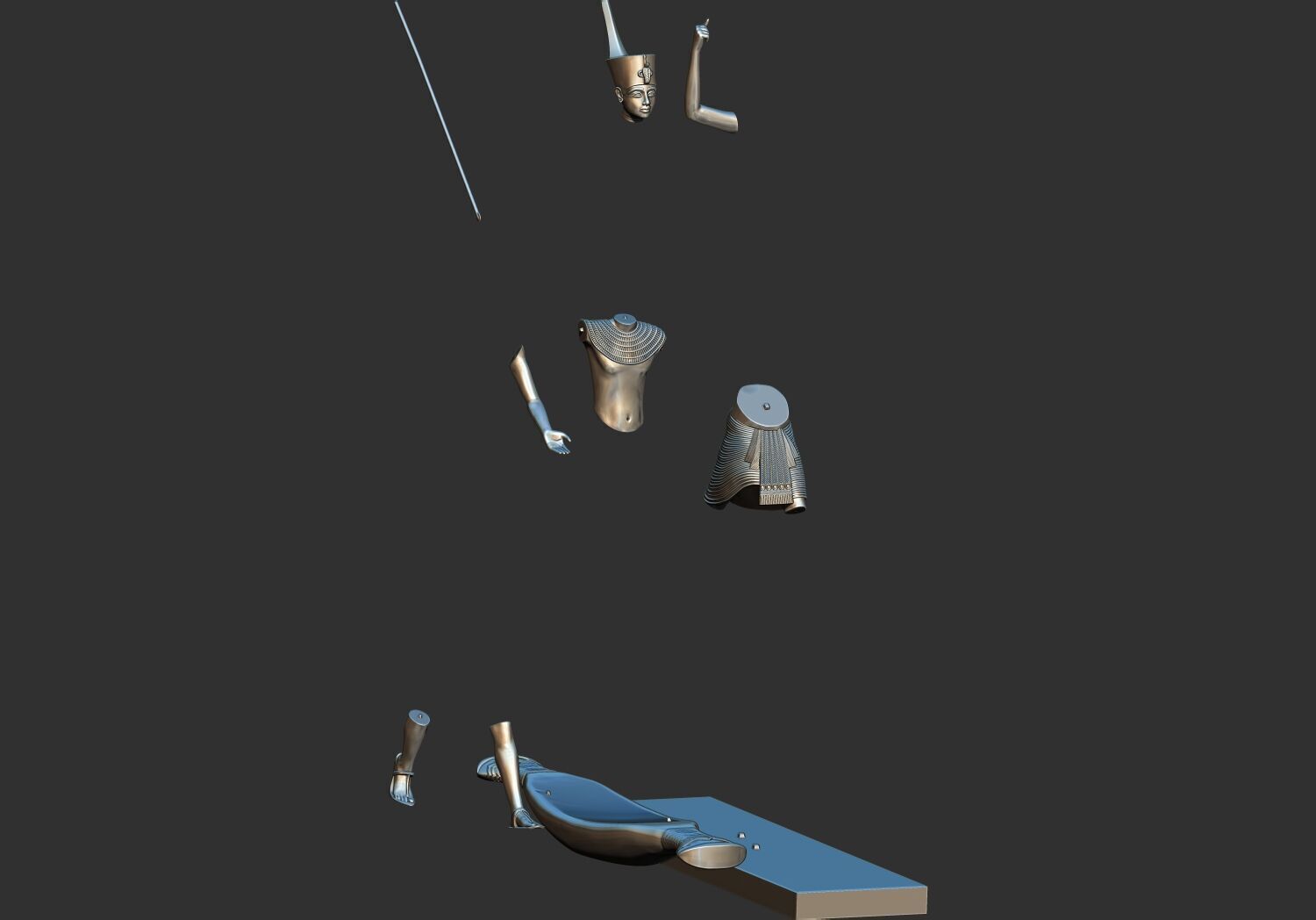 Tutankhamun Harpooner canoe fishing reed boat 3d print model 3D print model_12