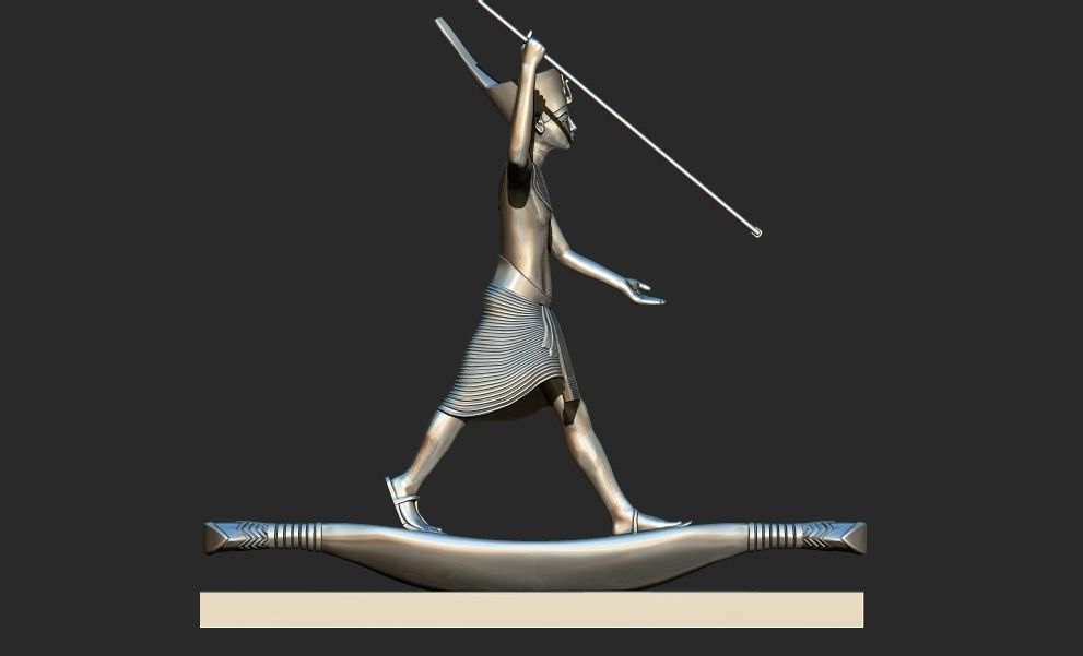 Tutankhamun Harpooner canoe fishing reed boat 3d print model 3D print model_7