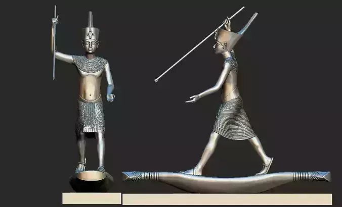 Tutankhamun Harpooner canoe fishing  reed boat 3d print model  3D print model