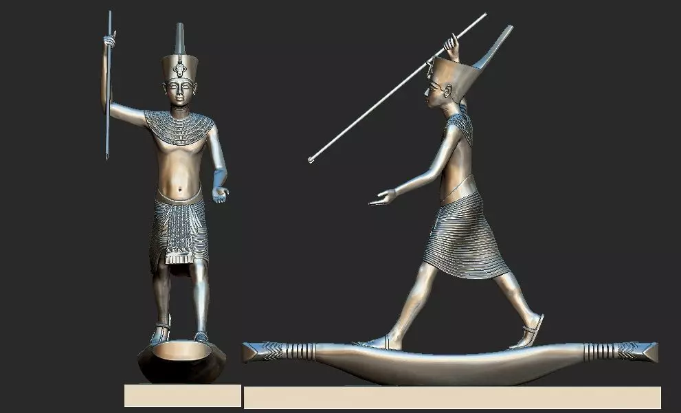 Tutankhamun Harpooner canoe fishing reed boat 3d print model 3D print model_0