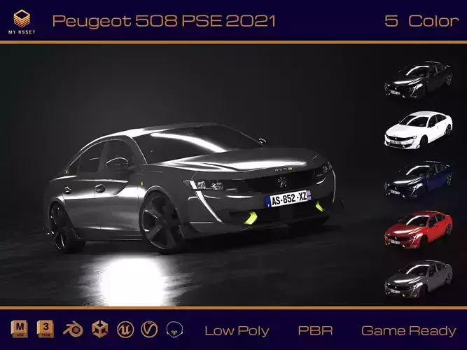 Peugeot 508 PSE 2021 Low-poly 3D model