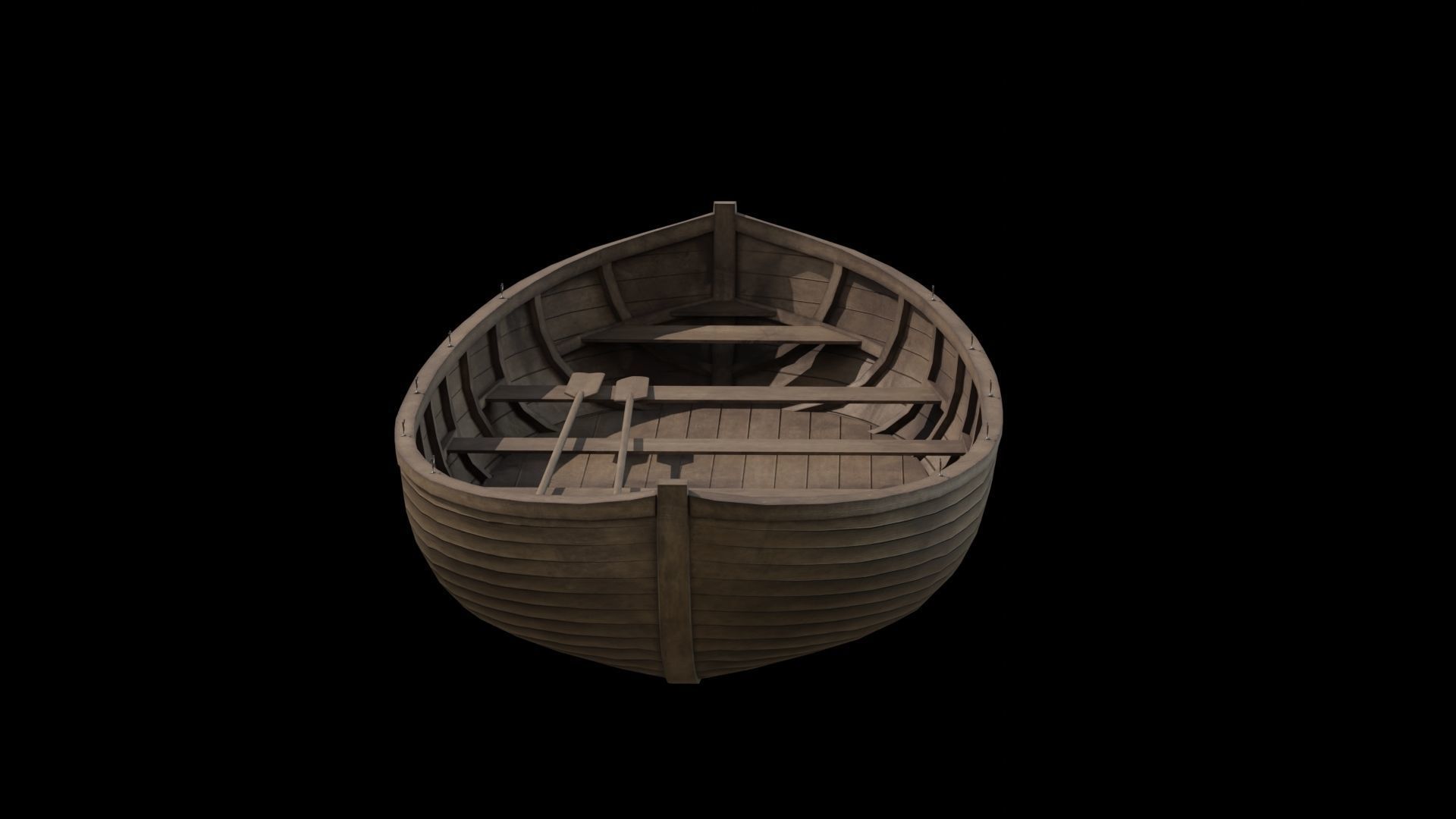 Old wooden boat 3D model_1