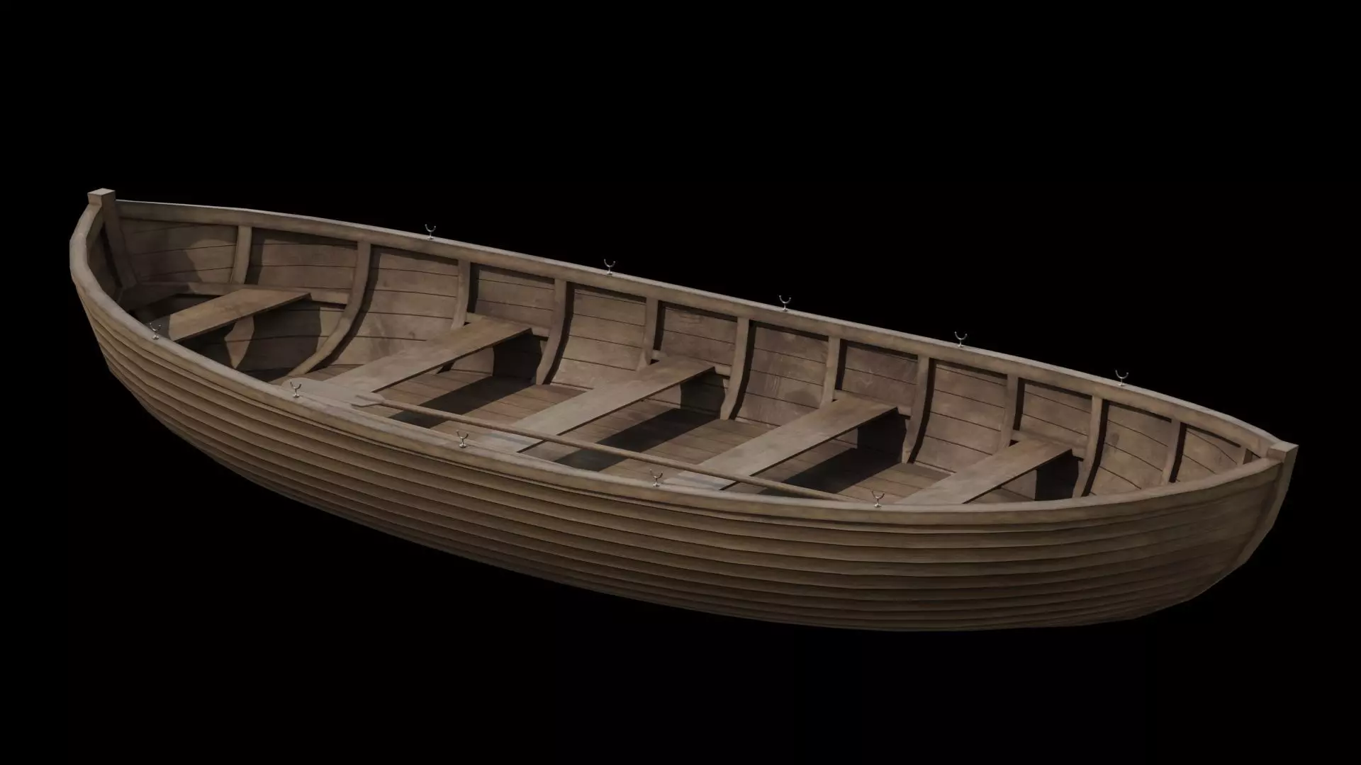 Old wooden boat 3D model_0