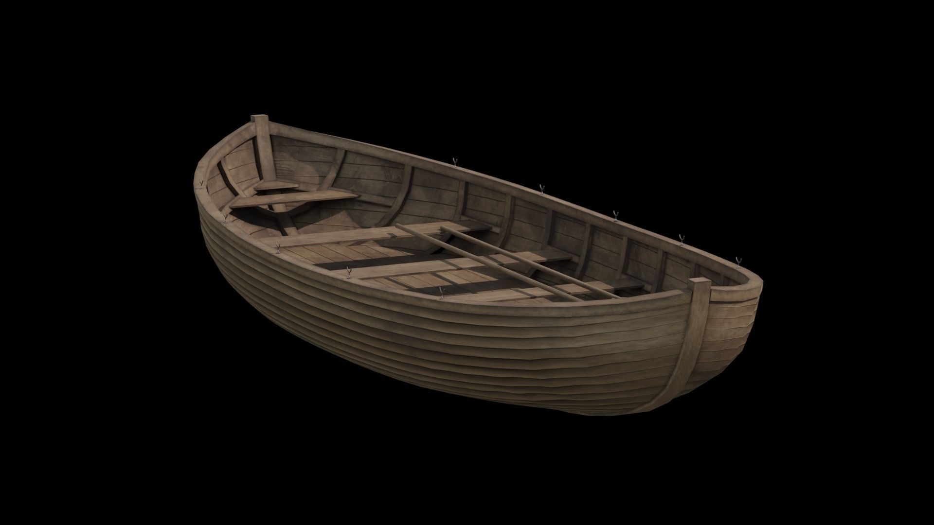 Old wooden boat 3D model_2