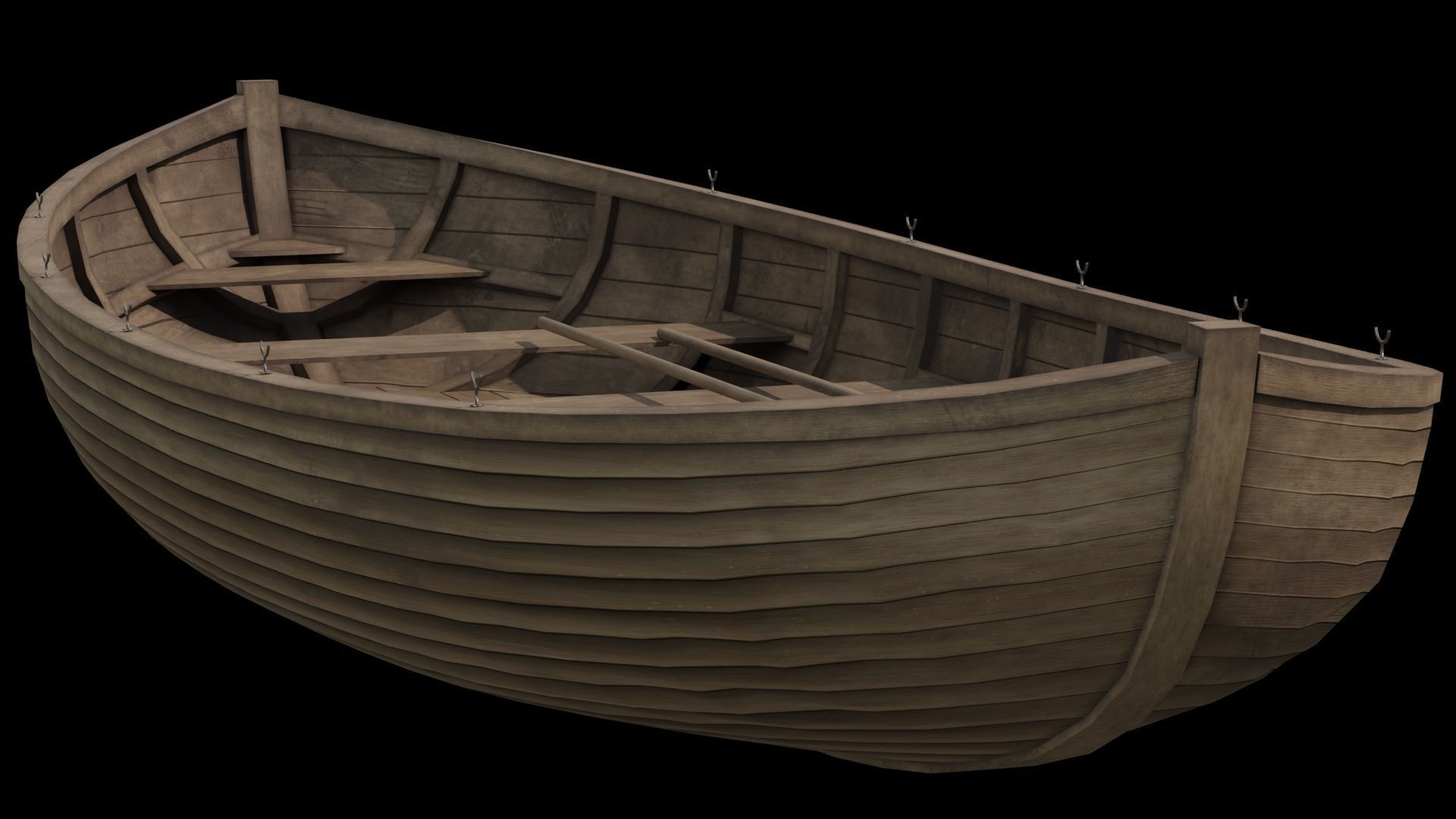 Old wooden boat 3D model_7
