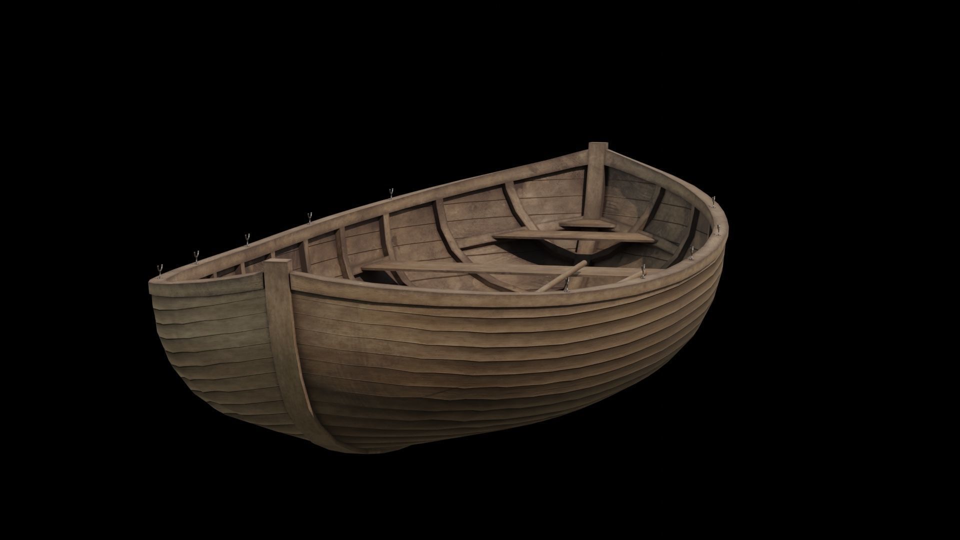 Old wooden boat 3D model_3