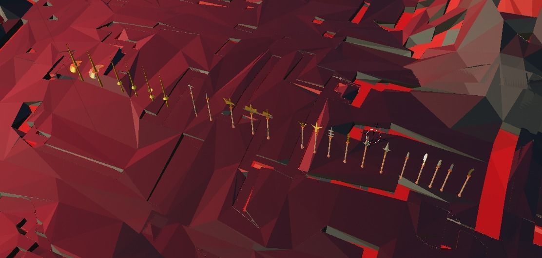 Polearms Batch forged on a Volcano Low-poly 3D model_2
