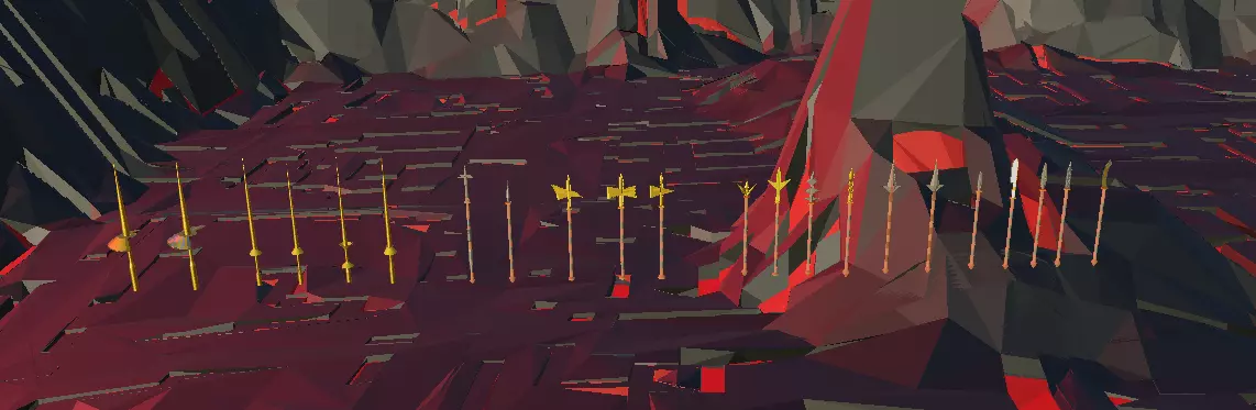 Polearms Batch forged on a Volcano Low-poly 3D model_0