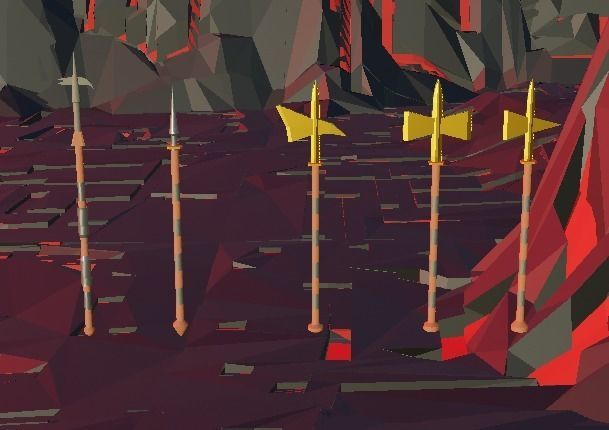 Polearms Batch forged on a Volcano Low-poly 3D model_4