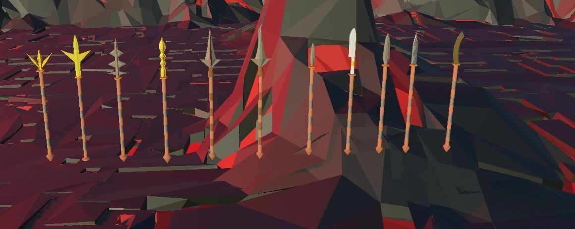 Polearms Batch forged on a Volcano Low-poly 3D model_5