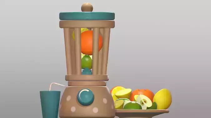 juicer children toy fruits Low-poly 3D model