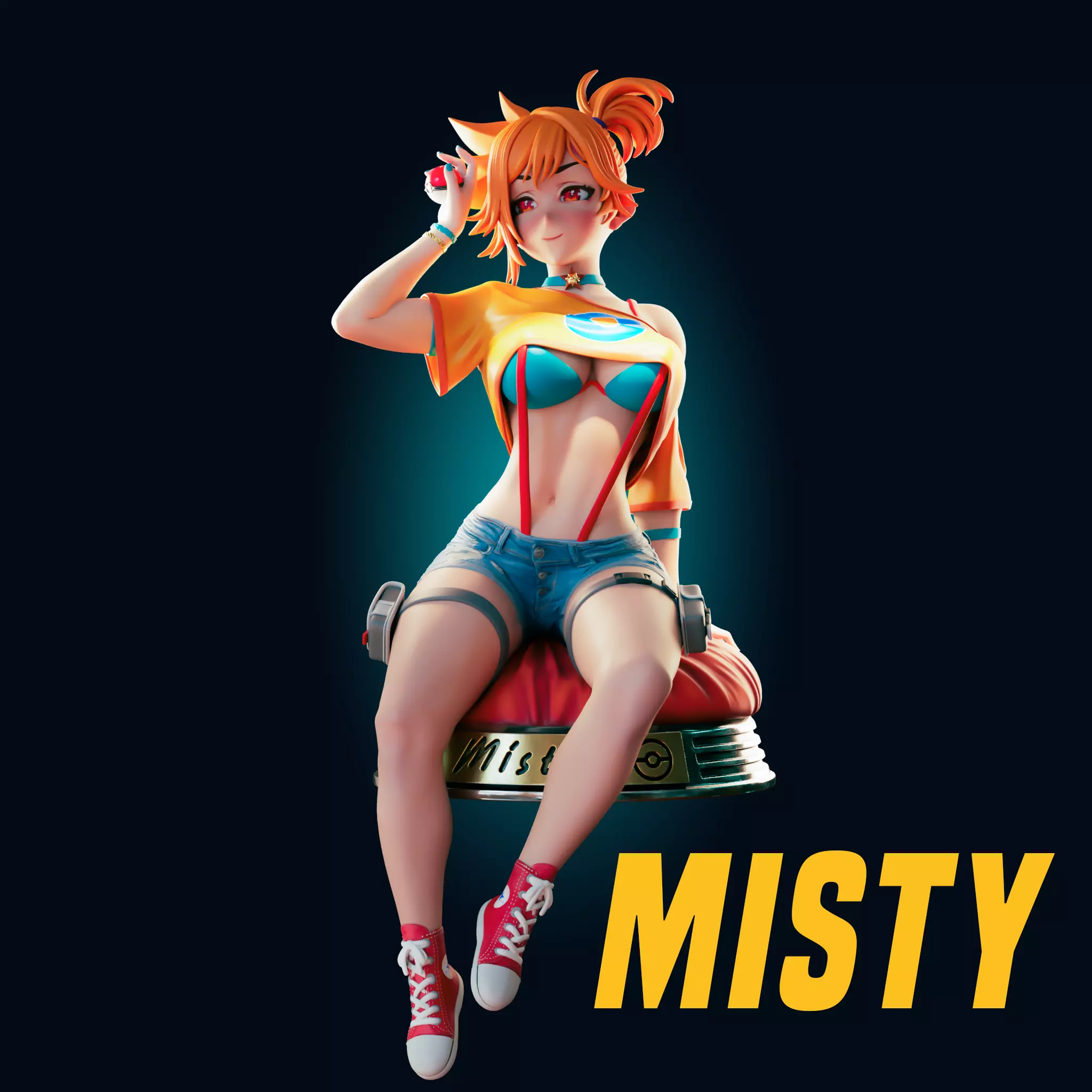 ADULT MISTY POKEMON 4 VARIATIONS Nsfw - Futa 3D PRINT MODEL  3D print model_0