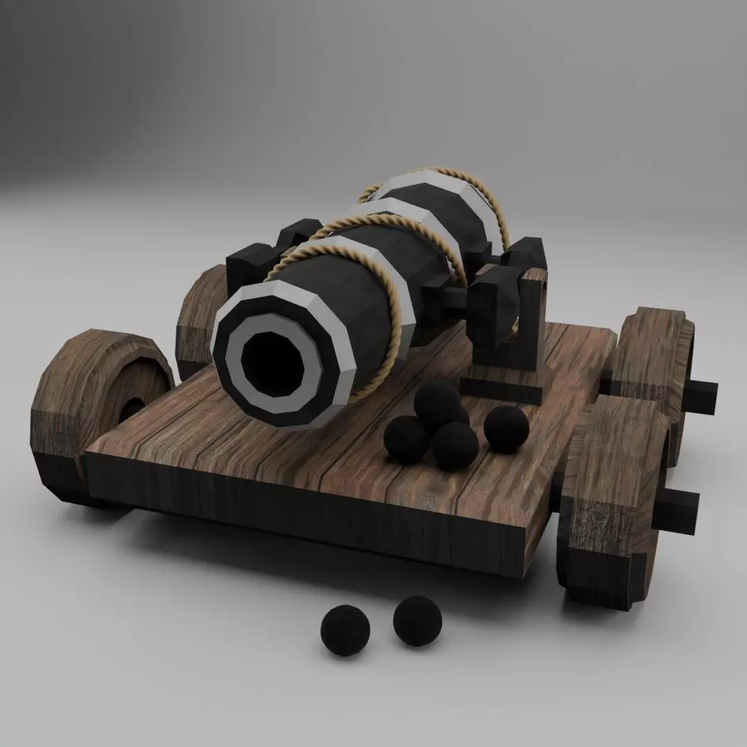 Low poly Classic Old Cannon Free low-poly 3D model