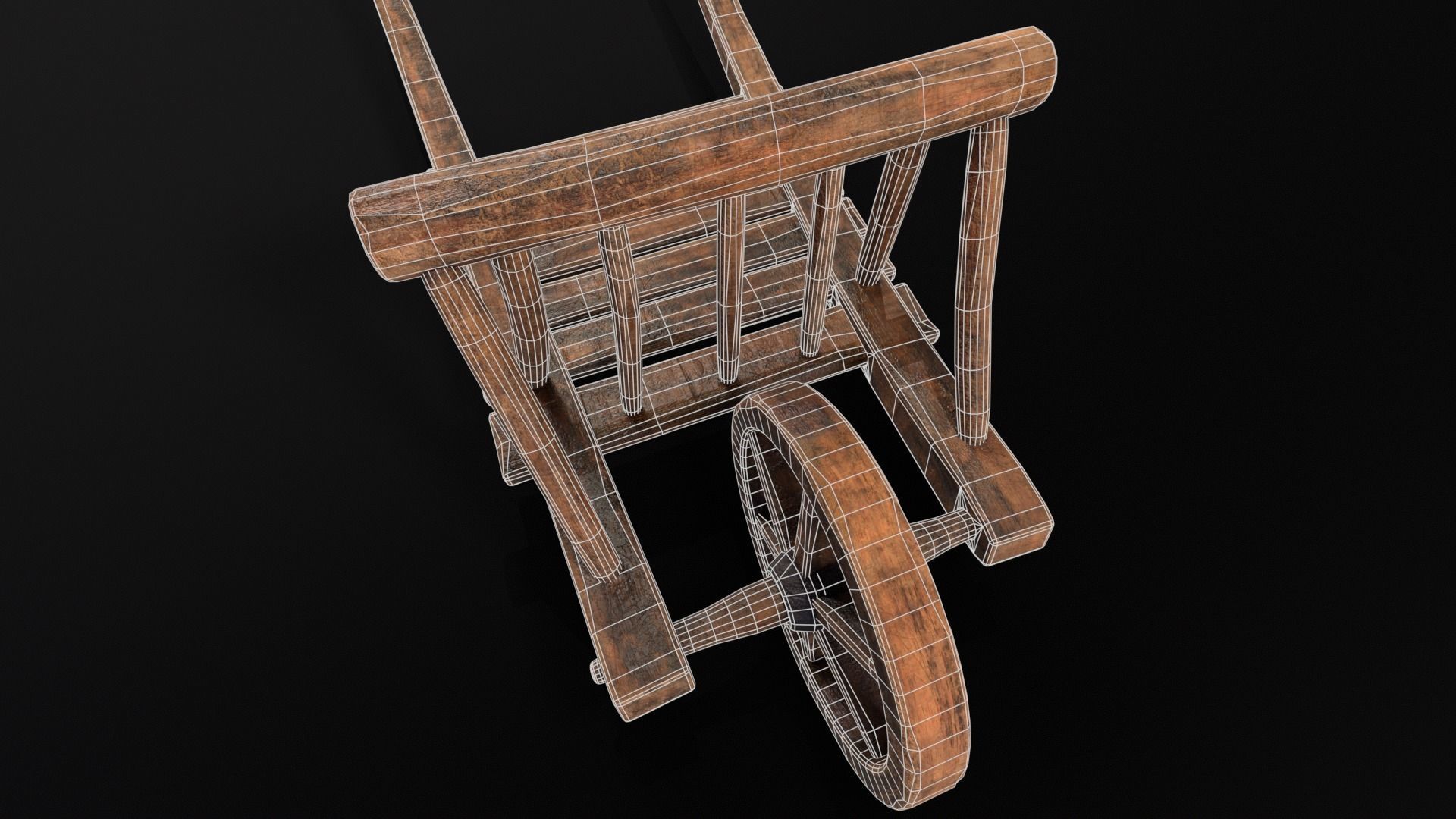 Medieval WheelBarrow Low-poly 3D model_21