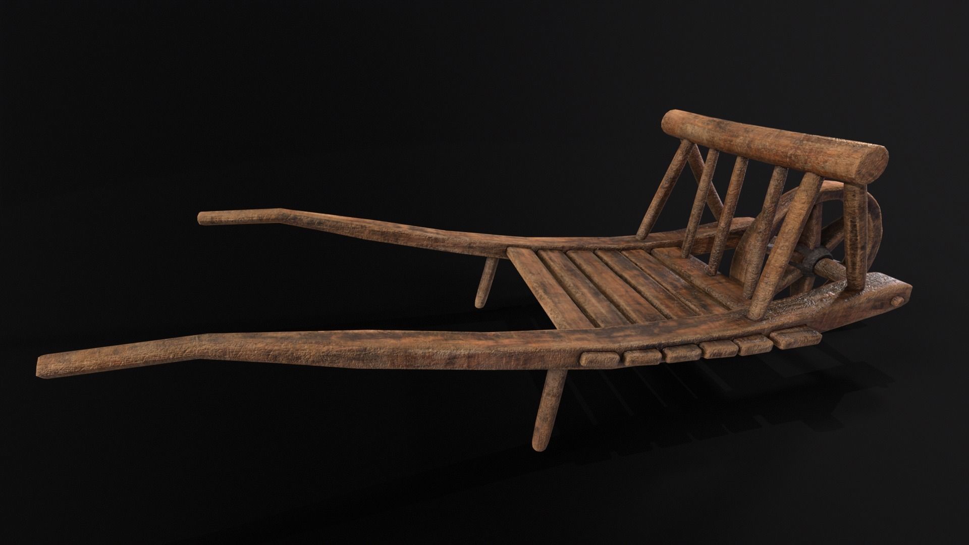 Medieval WheelBarrow Low-poly 3D model_12