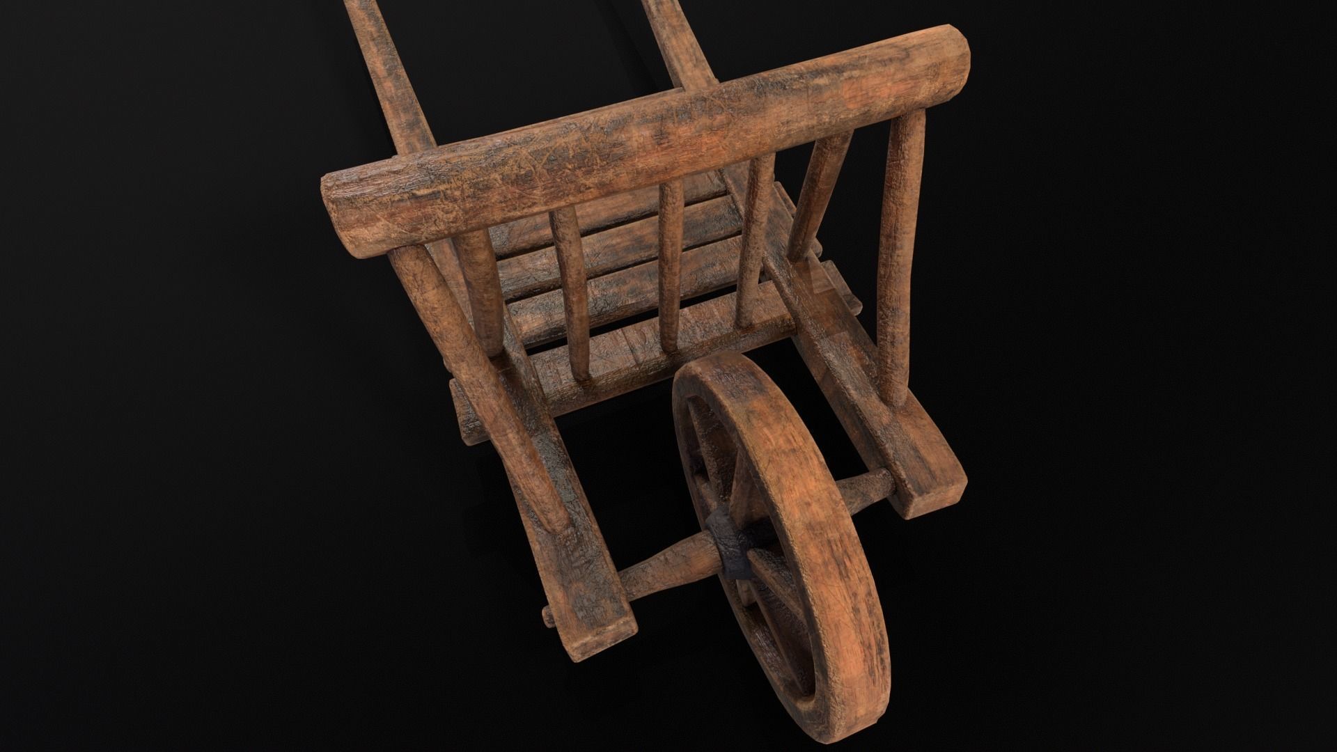 Medieval WheelBarrow Low-poly 3D model_20