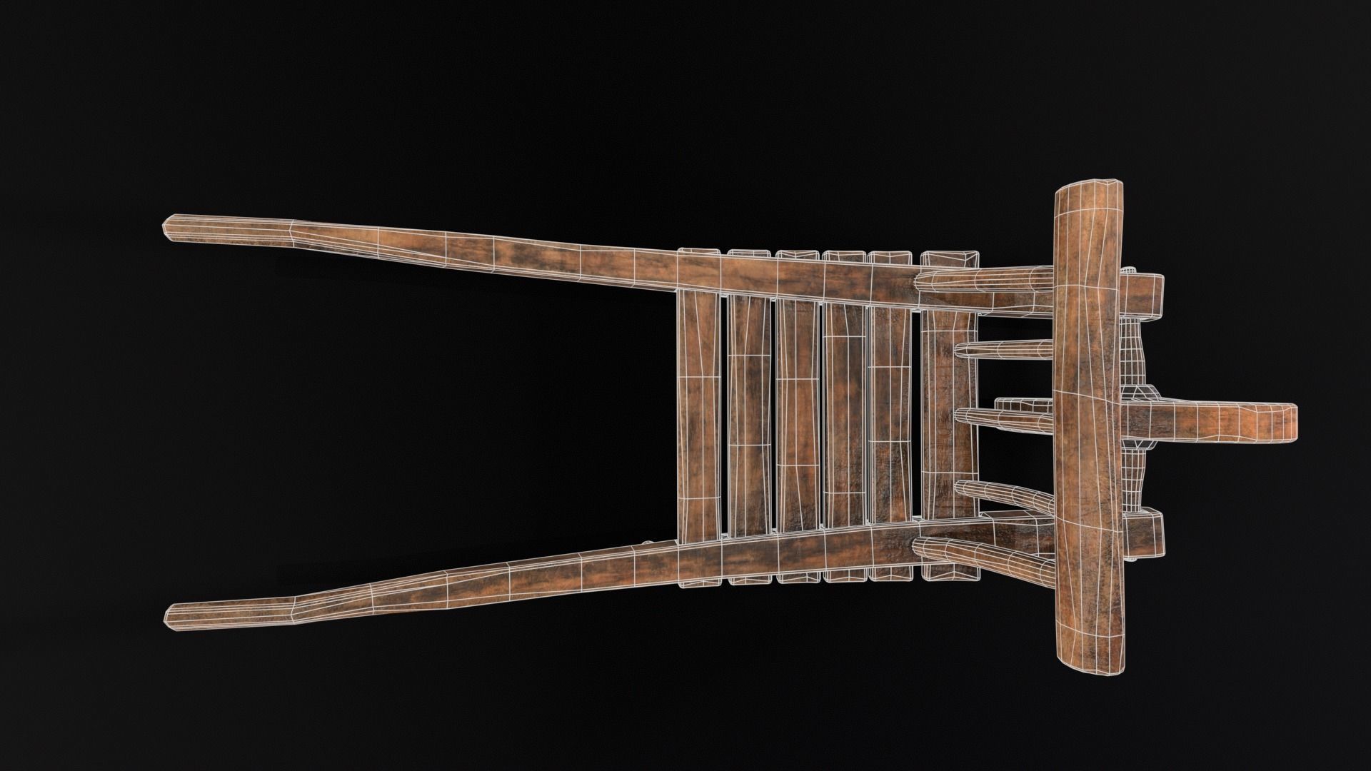 Medieval WheelBarrow Low-poly 3D model_19