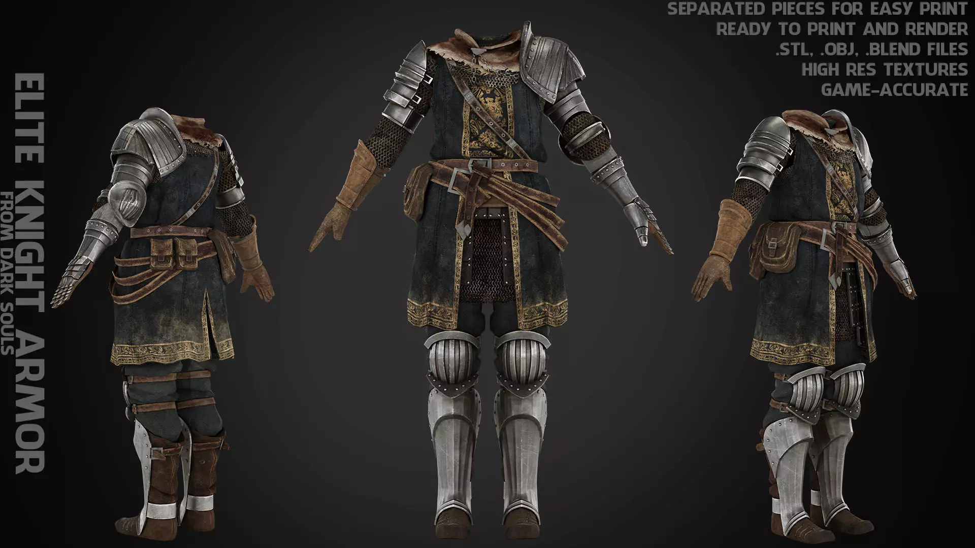 Dark Souls Elite Knight Armor for Cosplay 3D print model_0