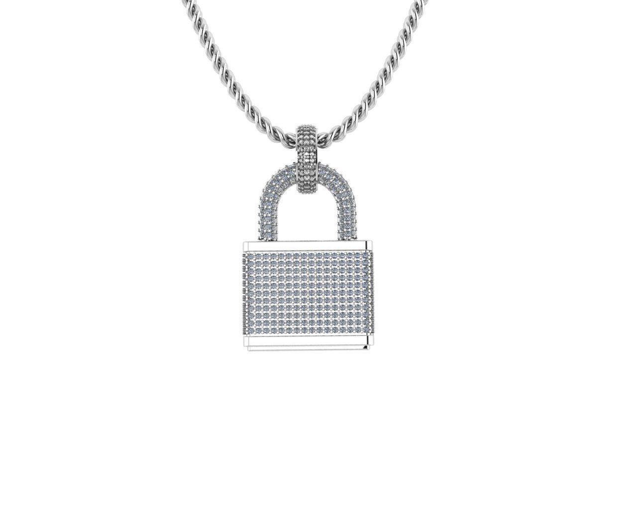 Lock Diamond Pendants 3D print model_1