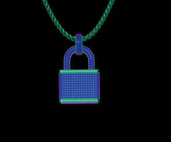 Lock Diamond Pendants 3D print model_2