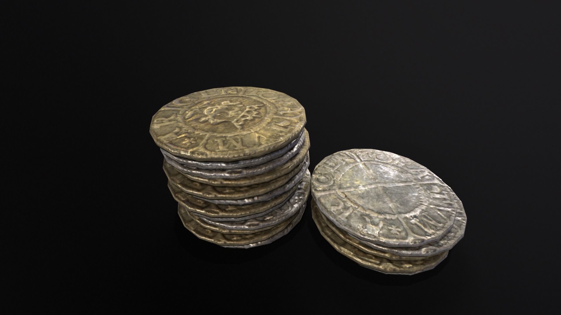 Medieval Coins  Low-poly 3D model_12