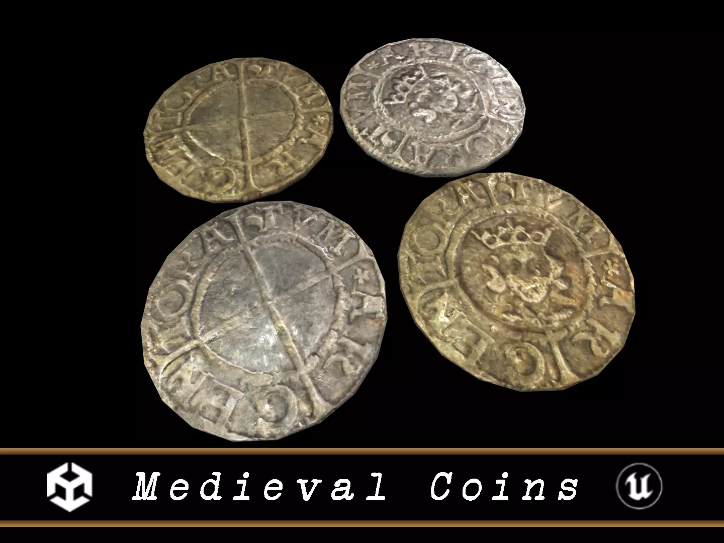 Medieval Coins  Low-poly 3D model_0