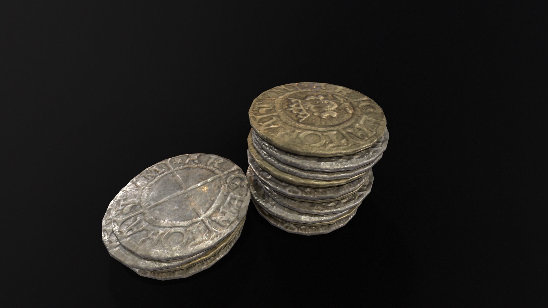 Medieval Coins  Low-poly 3D model_14