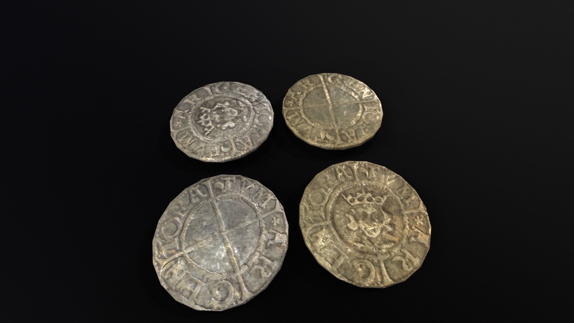 Medieval Coins  Low-poly 3D model_16