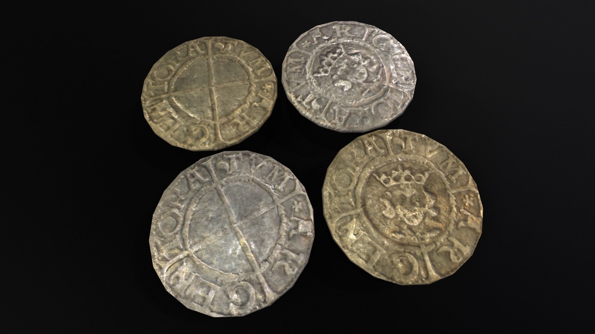 Medieval Coins  Low-poly 3D model_2