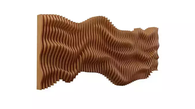 Parametric Wavy Wooden Wall Decor - 01 -CNC files for cutting 3D model