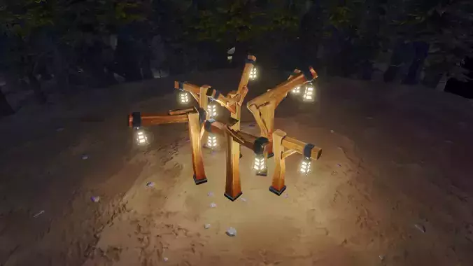 Stylized Wooden Street Lanterns