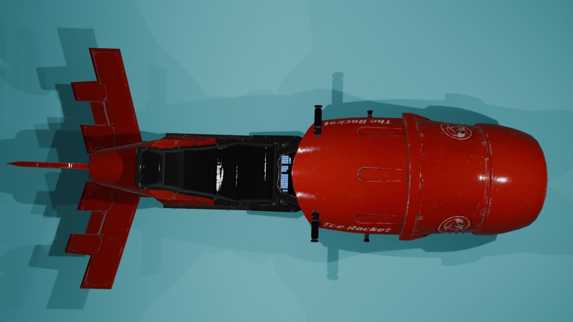 hover bike in red 3D model_2